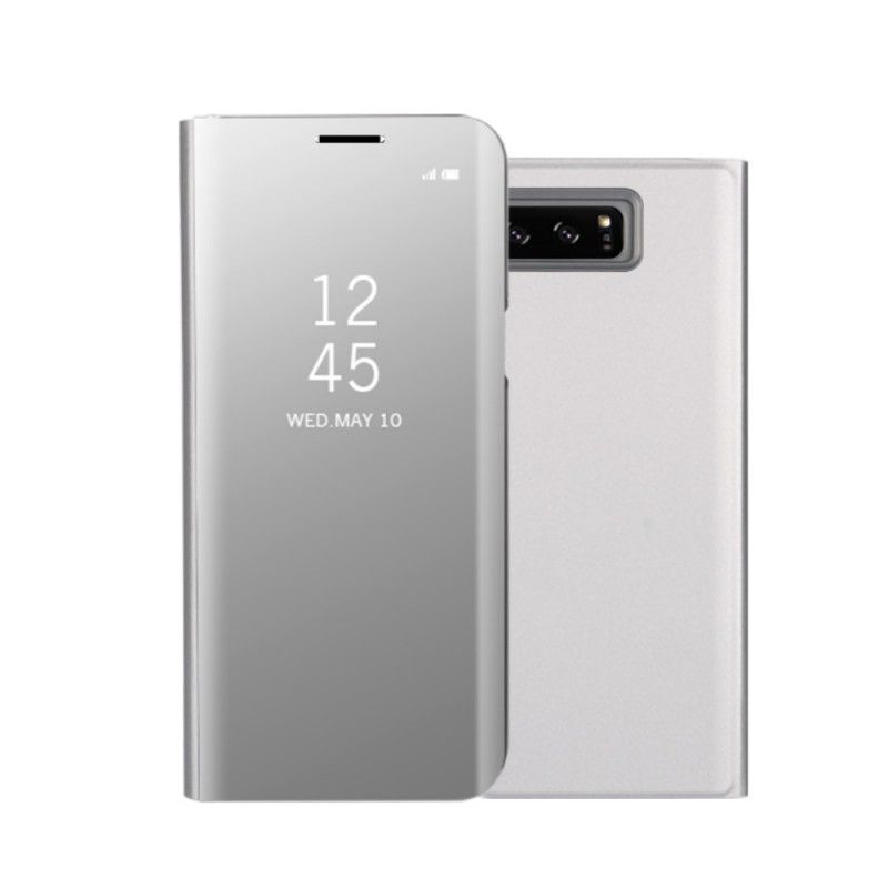 Ansichtsabdeckung Samsung Galaxy Note 8 Schwarz Spiegel Und Ledereffekt