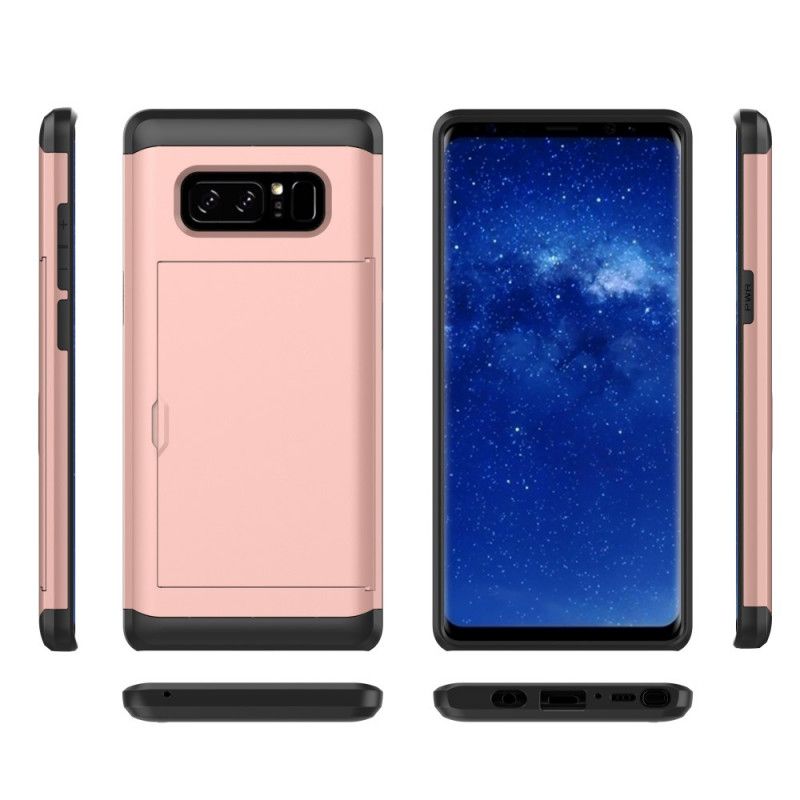 Hülle Für Samsung Galaxy Note 8 Schwarz Starrer Auffälliger Kartenhalter