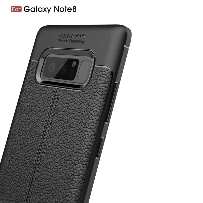 Hülle Samsung Galaxy Note 8 Schwarz Doppellinien-Litschileder-Effekt