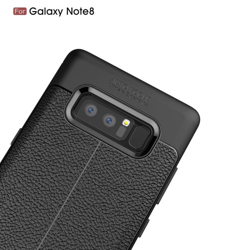 Hülle Samsung Galaxy Note 8 Schwarz Doppellinien-Litschileder-Effekt