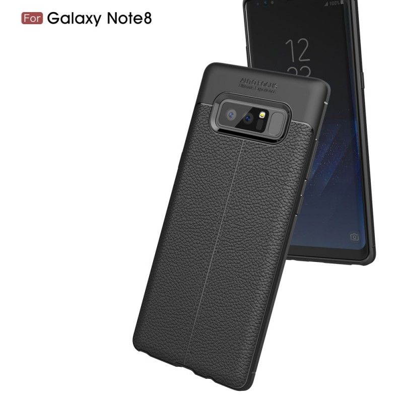 Hülle Samsung Galaxy Note 8 Schwarz Doppellinien-Litschileder-Effekt