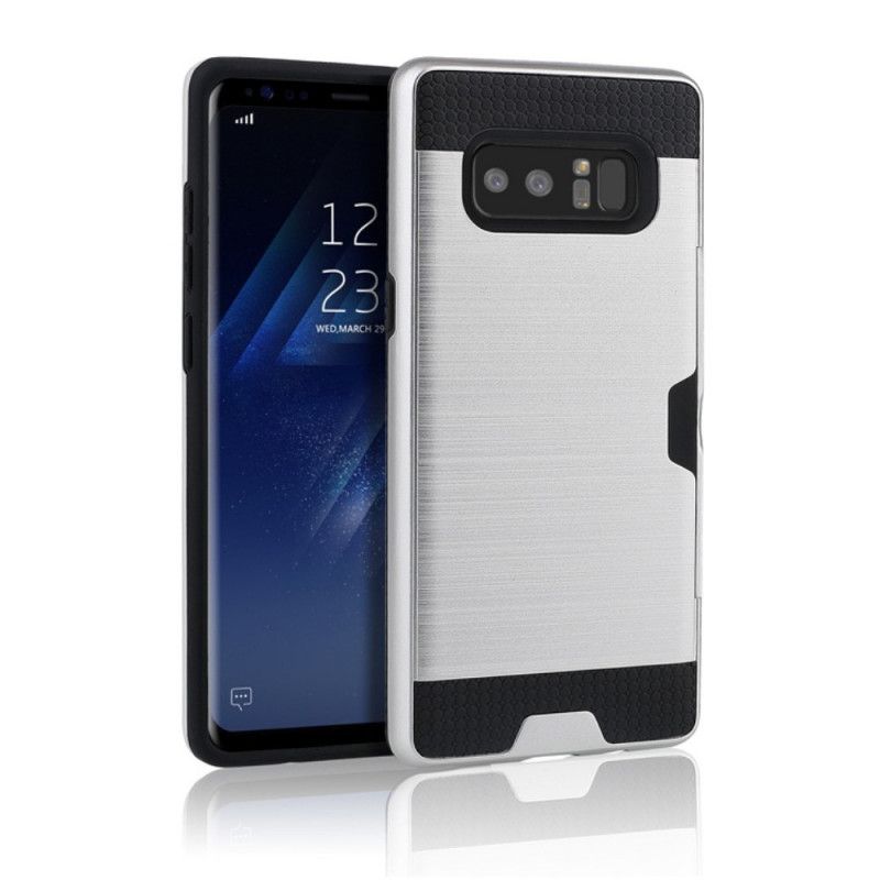 Hülle Samsung Galaxy Note 8 Silber Gebürsteter Kartenhalter