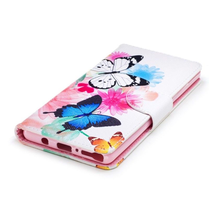 Lederhüllen Samsung Galaxy Note 8 Pink Bemalte Schmetterlinge Und Blumen