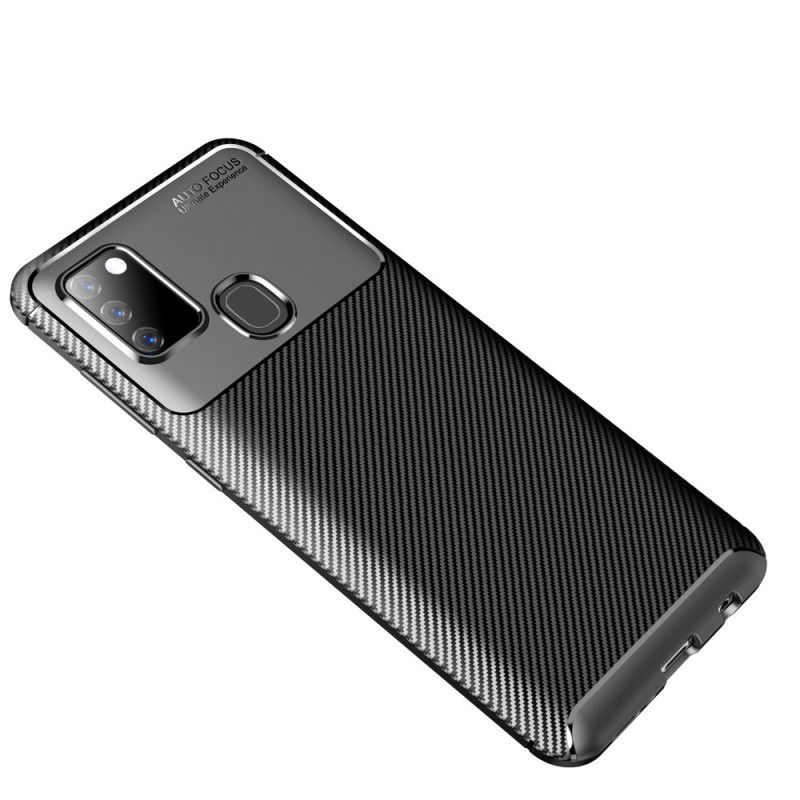 Hülle Samsung Galaxy A21S Schwarz Flexible Kohlefaser