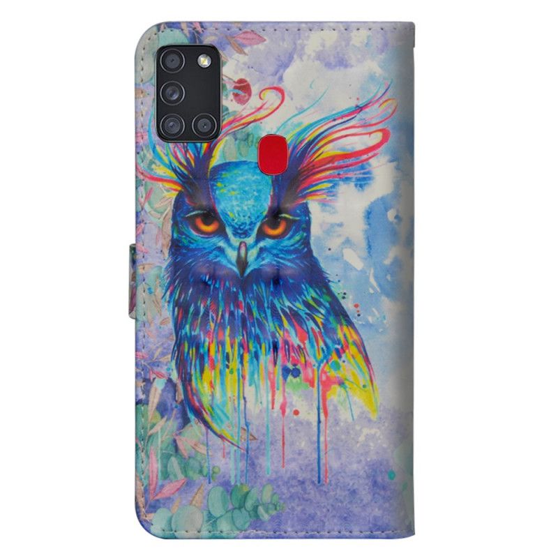 Lederhüllen Samsung Galaxy A21S Aquarellvogel