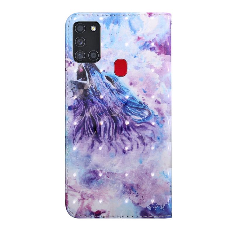 Lederhüllen Samsung Galaxy A21S Aquarellwolf