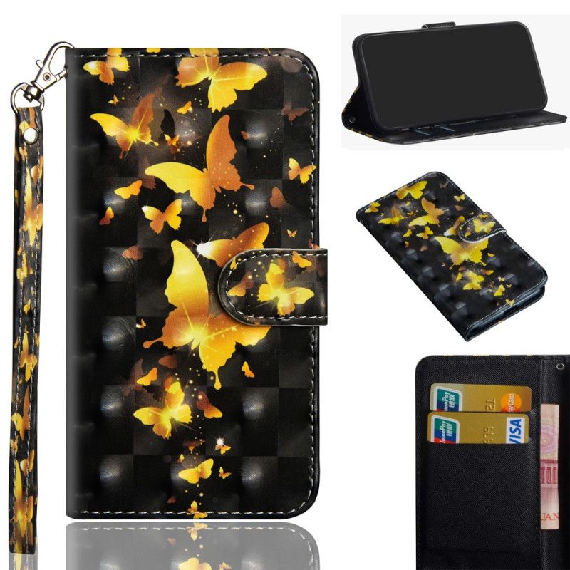 Lederhüllen Samsung Galaxy A21S Gelbe Schmetterlinge