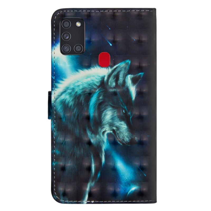 Lederhüllen Samsung Galaxy A21S Majestätischer Wolf