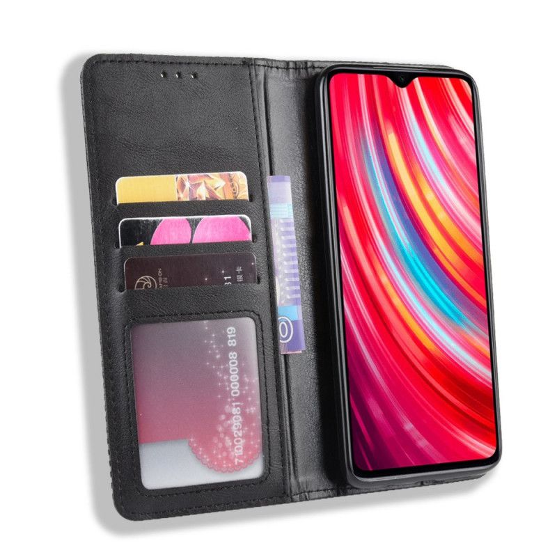 Flip Case Xiaomi Redmi Note 8 Pro Schwarz Stilisierter Vintage-Ledereffekt