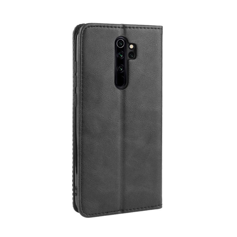 Flip Case Xiaomi Redmi Note 8 Pro Schwarz Stilisierter Vintage-Ledereffekt