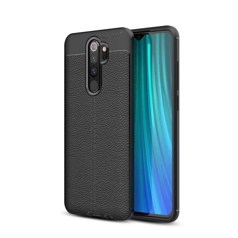 Hülle Xiaomi Redmi Note 8 Pro Schwarz Doppellinien-Litschileder-Effekt