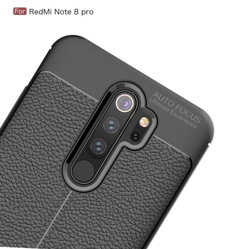 Hülle Xiaomi Redmi Note 8 Pro Schwarz Doppellinien-Litschileder-Effekt