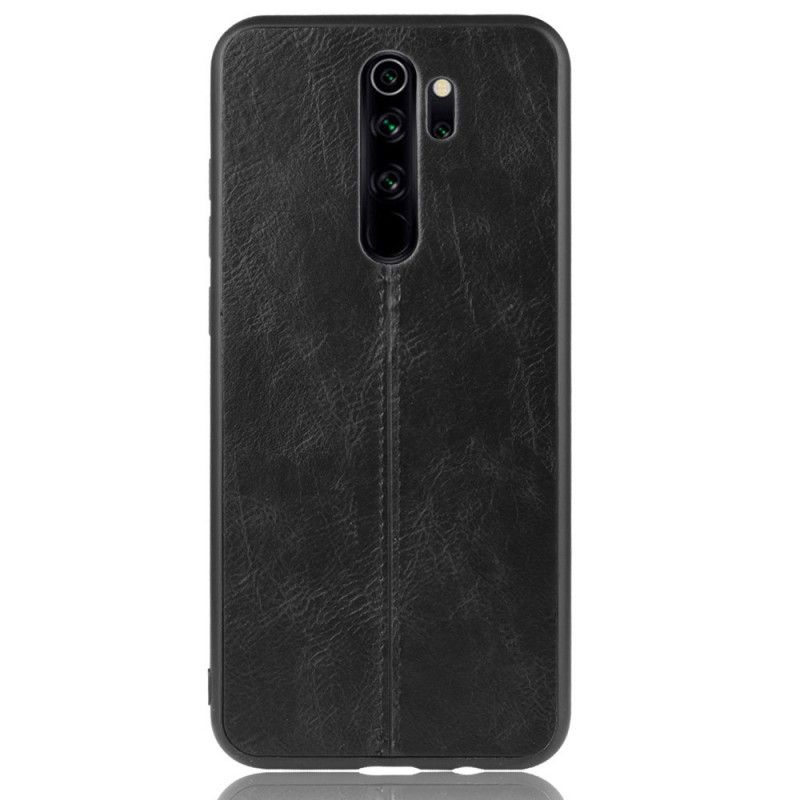 Hülle Xiaomi Redmi Note 8 Pro Schwarz Genähter Ledereffekt