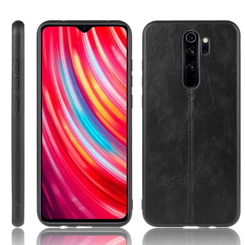 Hülle Xiaomi Redmi Note 8 Pro Schwarz Genähter Ledereffekt