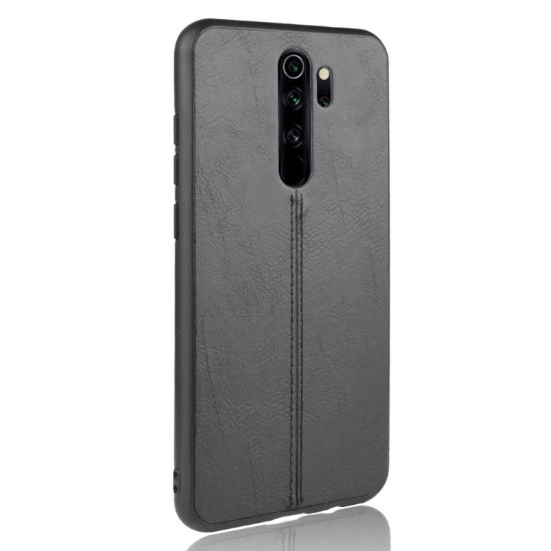 Hülle Xiaomi Redmi Note 8 Pro Schwarz Genähter Ledereffekt