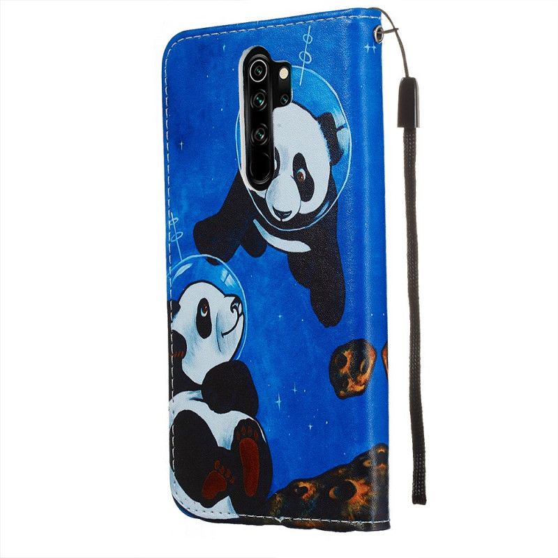 Lederhüllen Für Xiaomi Redmi Note 8 Pro Pandas Kosmonauten Mit Tanga