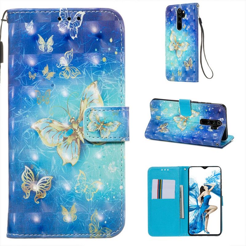 Lederhüllen Xiaomi Redmi Note 8 Pro Goldene Schmetterlinge