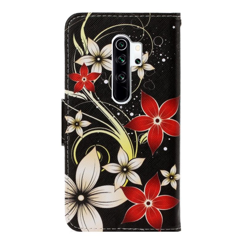 Lederhüllen Xiaomi Redmi Note 8 Pro Handyhülle Bunte Blumen Mit Einem Riemen