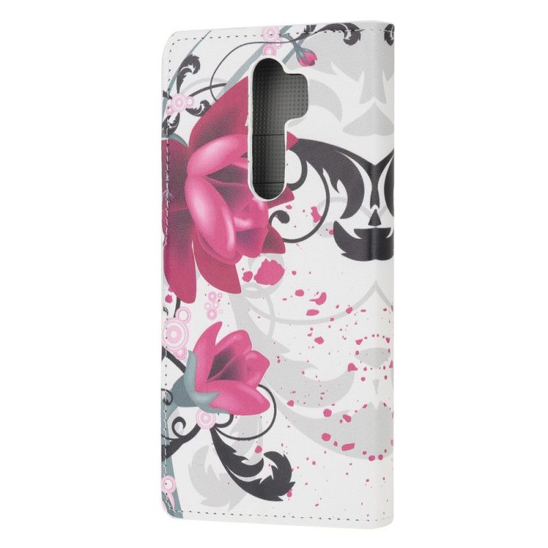 Lederhüllen Xiaomi Redmi Note 8 Pro Magenta Tropische Blumen