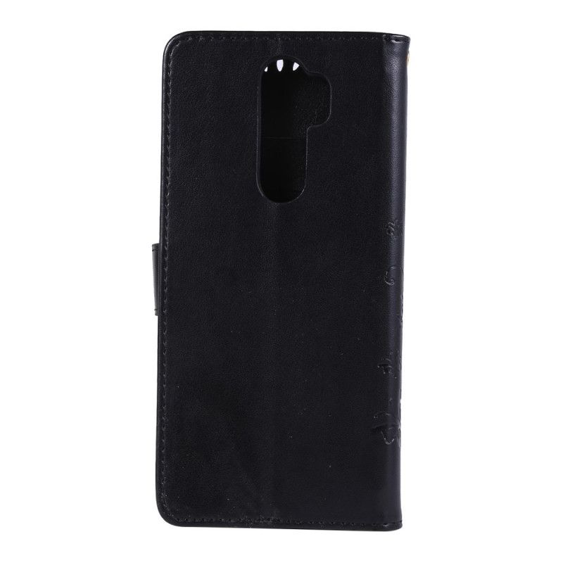 Lederhüllen Xiaomi Redmi Note 8 Pro Schwarz Schmetterlinge Und Blumen