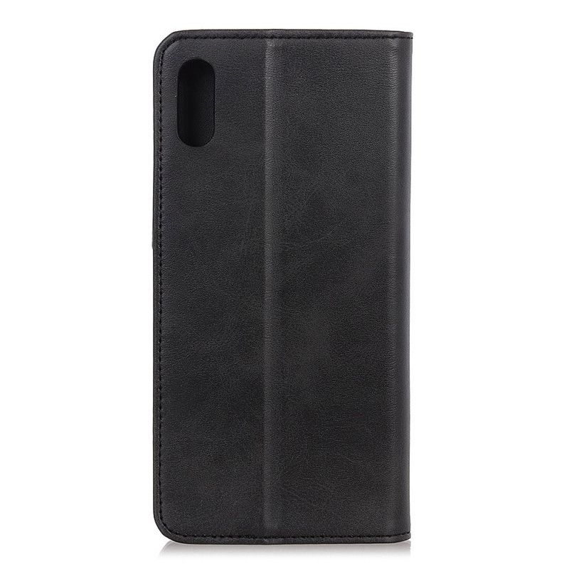 Flip Case Xiaomi Redmi 9A Schwarz Gespaltenes Leder