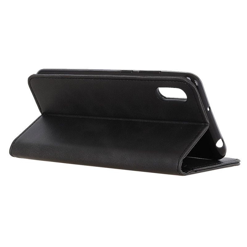 Flip Case Xiaomi Redmi 9A Schwarz Gespaltenes Leder