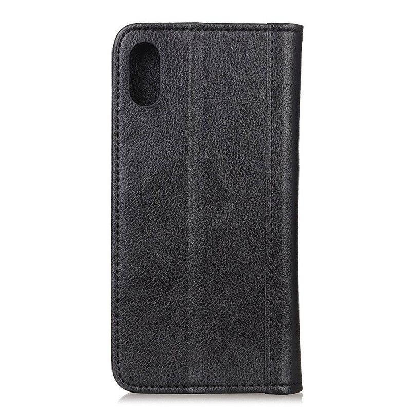 Flip Case Xiaomi Redmi 9A Schwarz Geteilte Litschilederversion