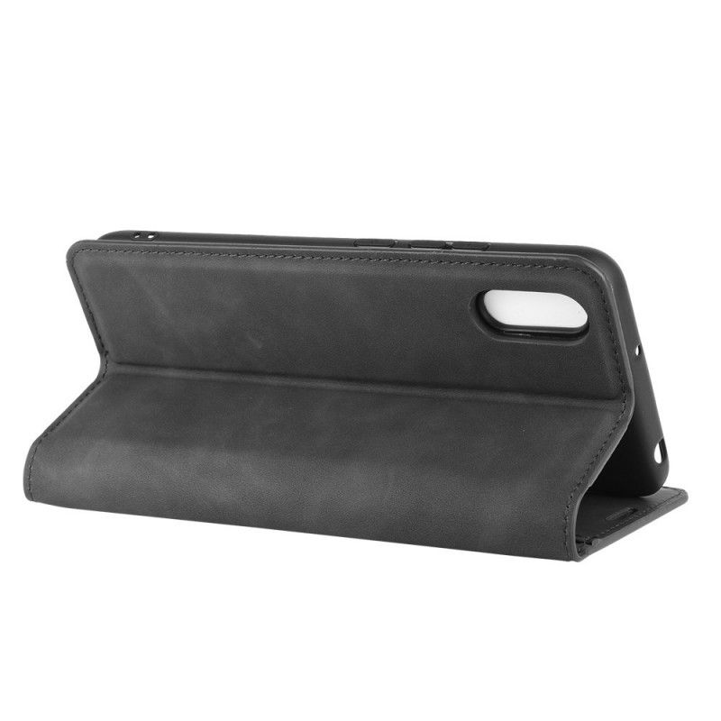 Flip Case Xiaomi Redmi 9A Schwarz Weicher Ledereffekt