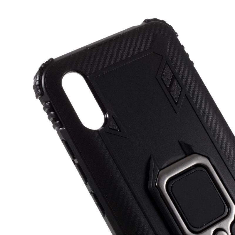 Hülle Für Xiaomi Redmi 9A Schwarz Ring Im Kohlefaserstil