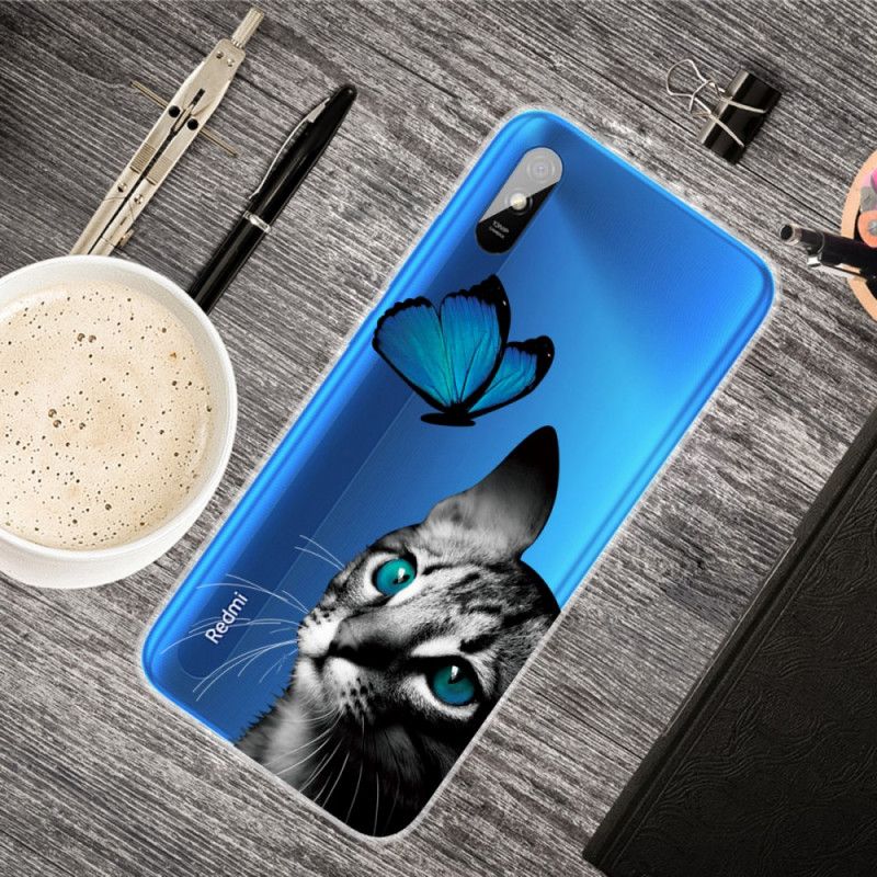 Hülle Xiaomi Redmi 9A Handyhülle Katze Und Schmetterling