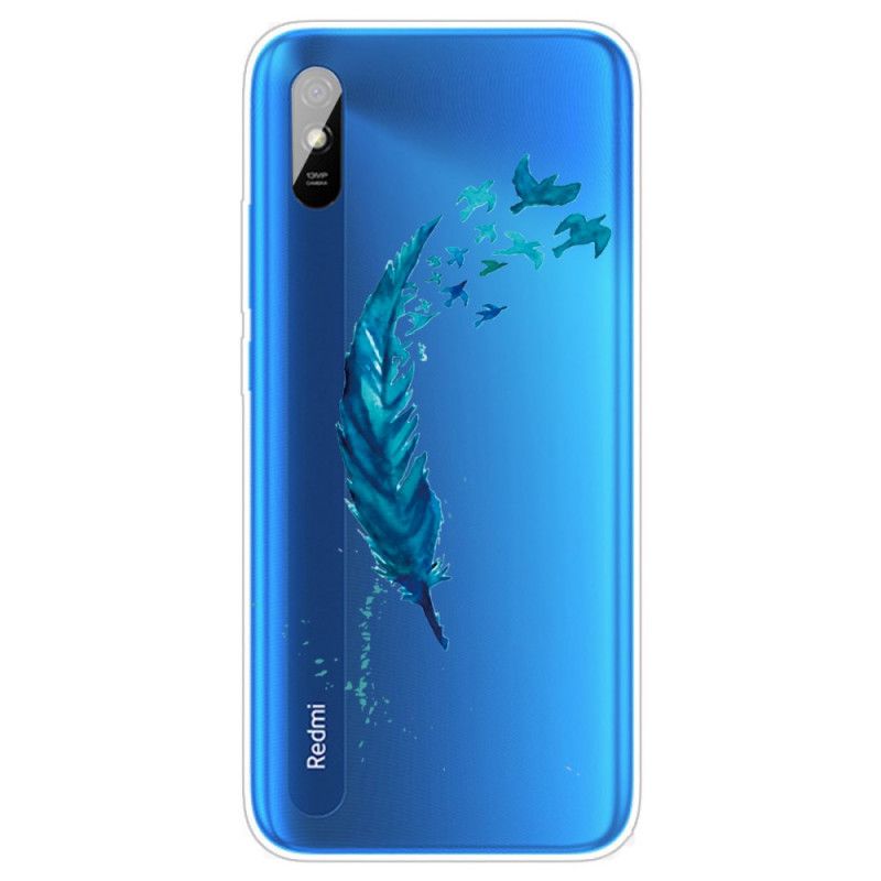 Hülle Xiaomi Redmi 9A Handyhülle Schöne Blaue Feder