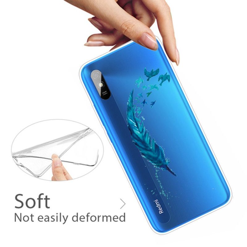 Hülle Xiaomi Redmi 9A Handyhülle Schöne Blaue Feder