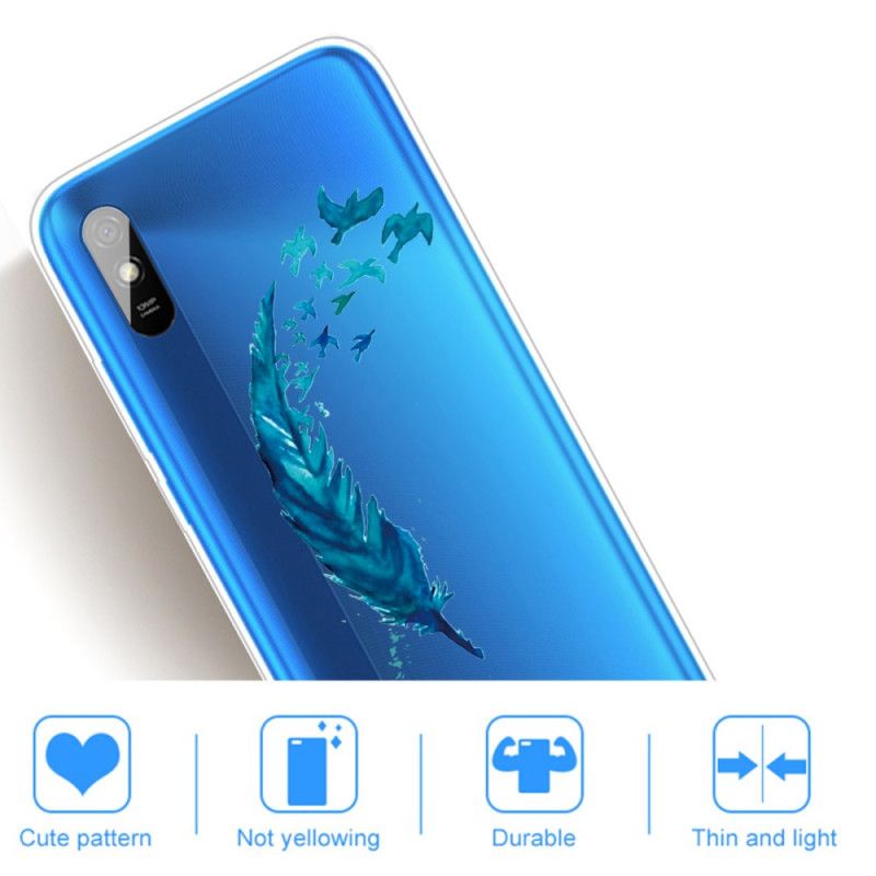Hülle Xiaomi Redmi 9A Handyhülle Schöne Blaue Feder