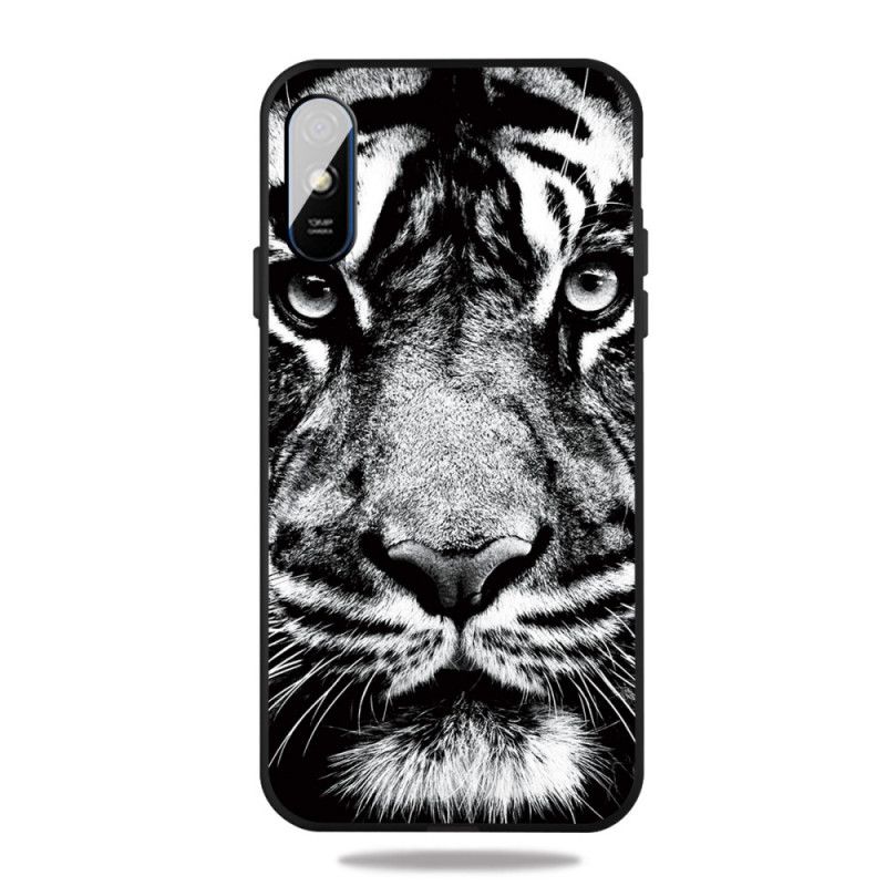 Hülle Xiaomi Redmi 9A Handyhülle Schwarzweiss-Tiger