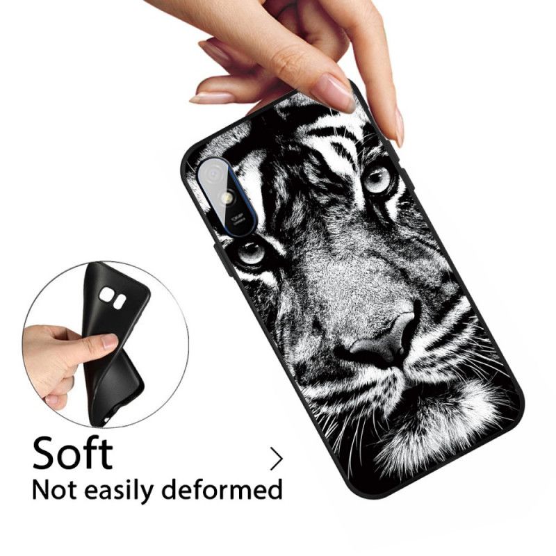 Hülle Xiaomi Redmi 9A Handyhülle Schwarzweiss-Tiger