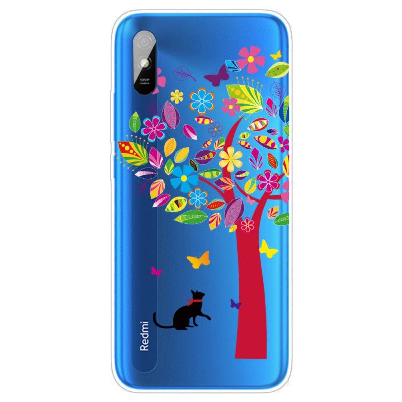 Hülle Xiaomi Redmi 9A Katze Unter Dem Farbigen Baum