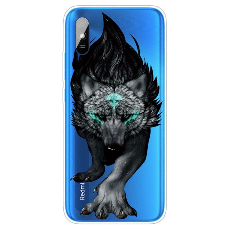 Hülle Xiaomi Redmi 9A Schwarz Erhabener Wolf