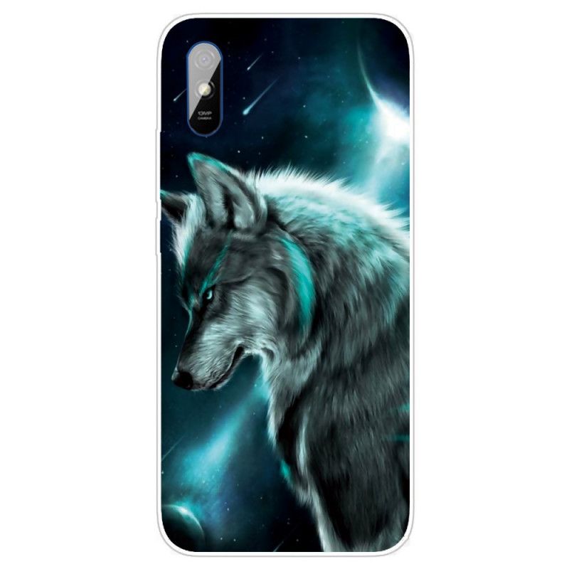 Hülle Xiaomi Redmi 9A Schwarz Erhabener Wolf