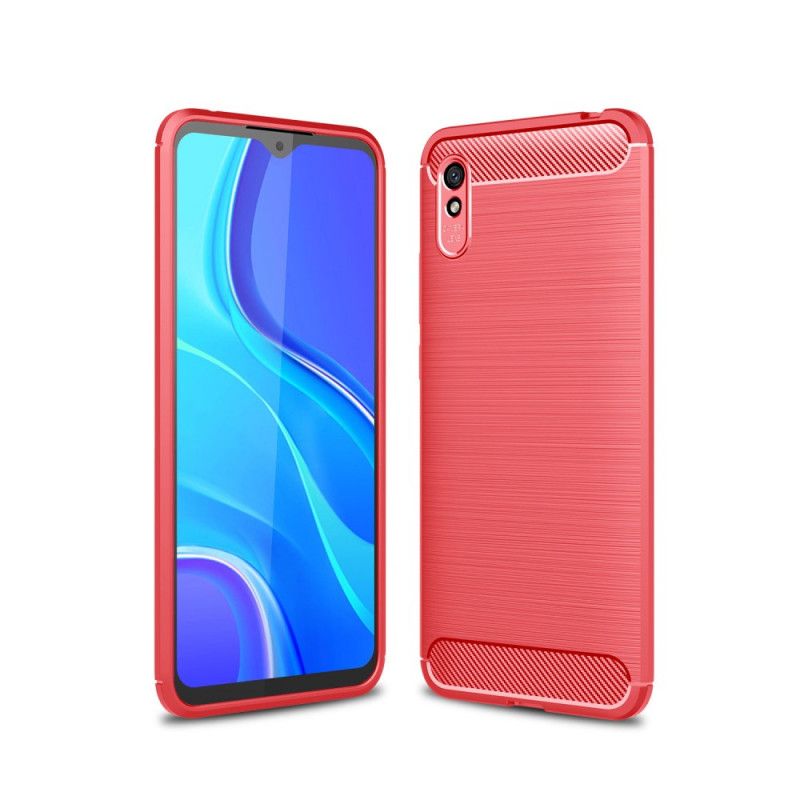 Hülle Xiaomi Redmi 9A Schwarz Gebürstete Kohlefaser