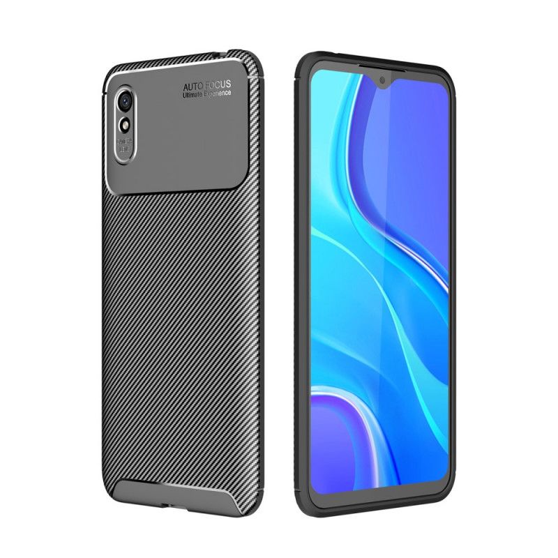 Hülle Xiaomi Redmi 9A Schwarz Handyhülle Flexible Kohlefaser