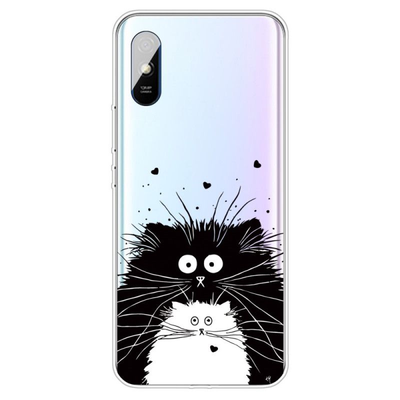 Hülle Xiaomi Redmi 9A Schwarz Pass Auf Die Katzen Auf