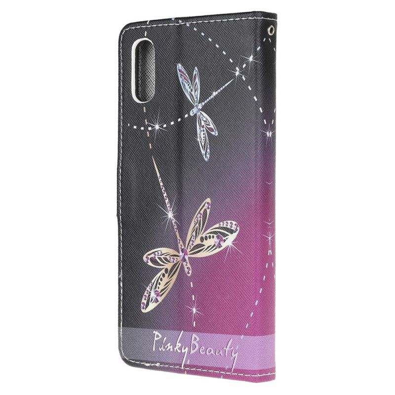 Lederhüllen Für Xiaomi Redmi 9A Libellen Mit Tanga