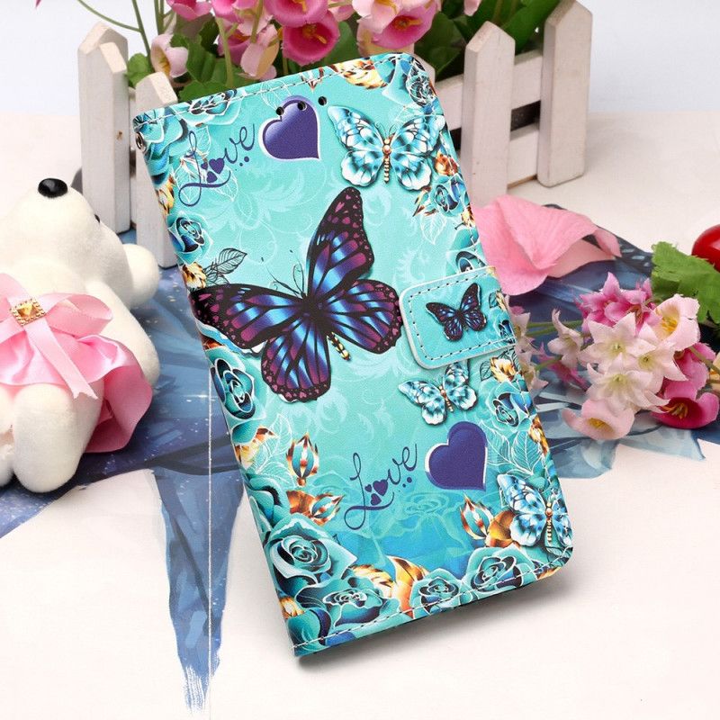 Lederhüllen Für Xiaomi Redmi 9A Schmetterlinge Mit Tanga Lieben