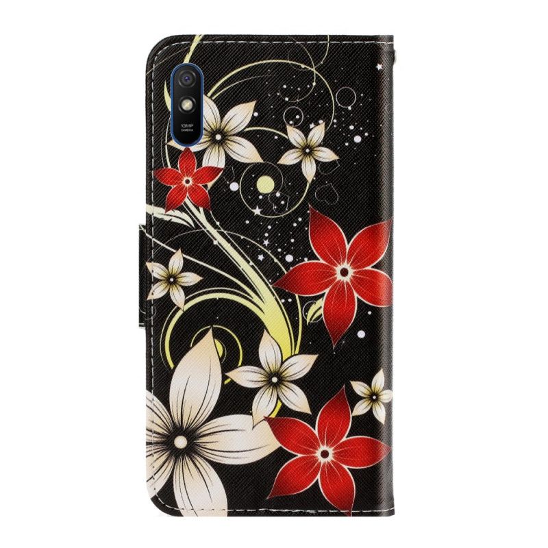 Lederhüllen Xiaomi Redmi 9A Bunte Tanga Blumen