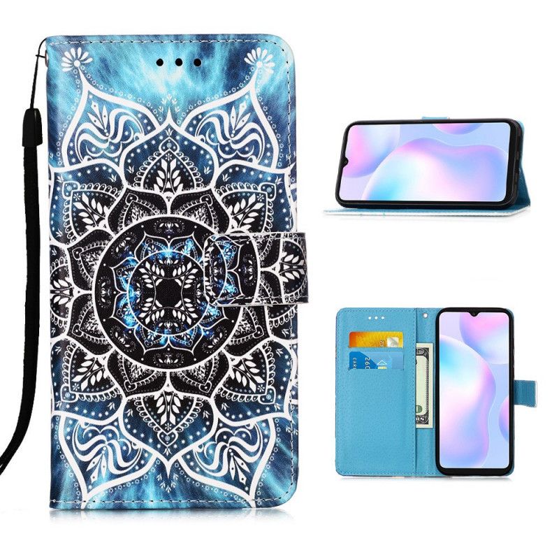 Lederhüllen Xiaomi Redmi 9A Handyhülle Schwarzes Tanga-Mandala