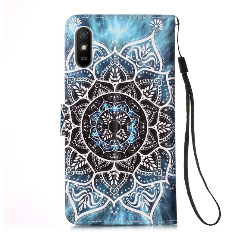 Lederhüllen Xiaomi Redmi 9A Handyhülle Schwarzes Tanga-Mandala