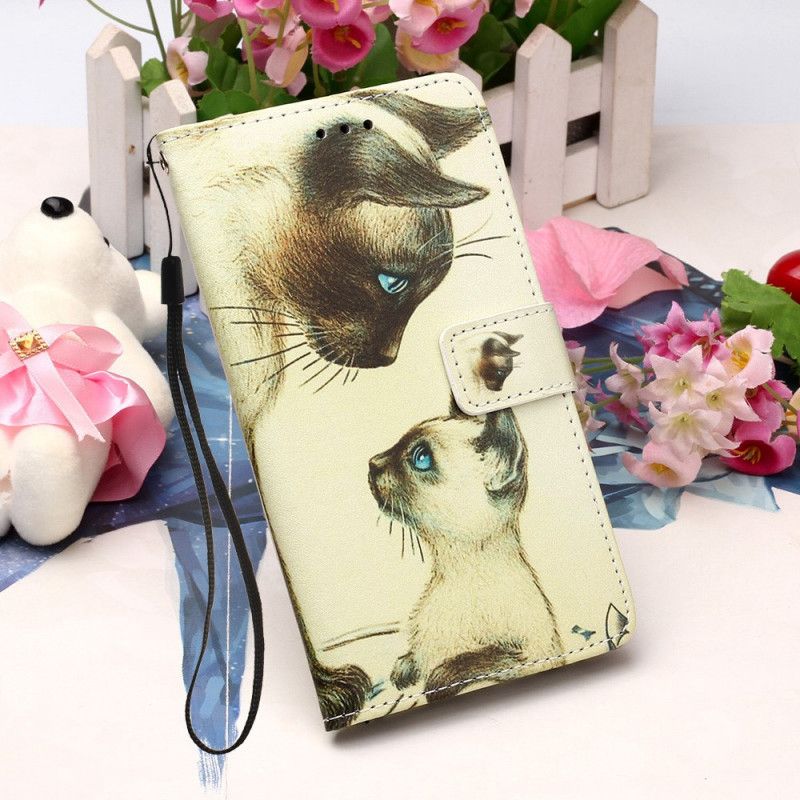 Lederhüllen Xiaomi Redmi 9A Kätzchen Und Mutter Mit Tanga