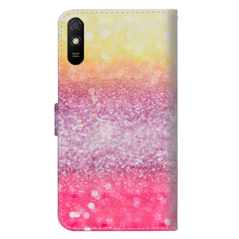 Lederhüllen Xiaomi Redmi 9A Magenta-Glitzer-Gradient