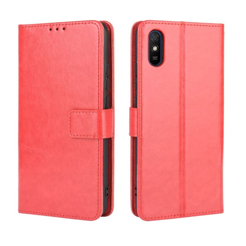 Lederhüllen Xiaomi Redmi 9A Schwarz Handyhülle Auffälliges Kunstleder