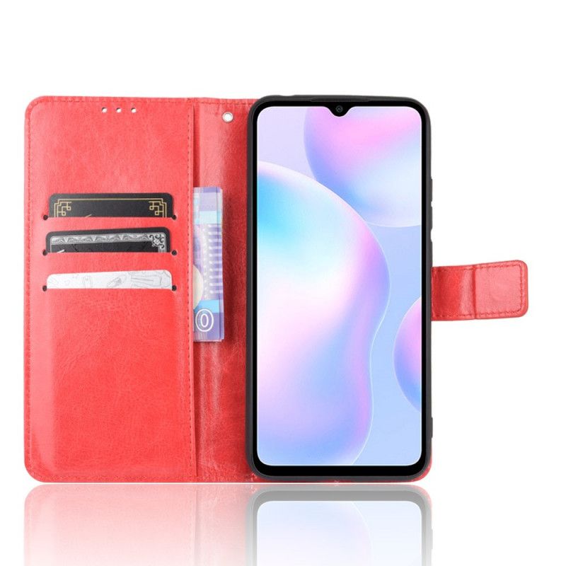 Lederhüllen Xiaomi Redmi 9A Schwarz Handyhülle Auffälliges Kunstleder